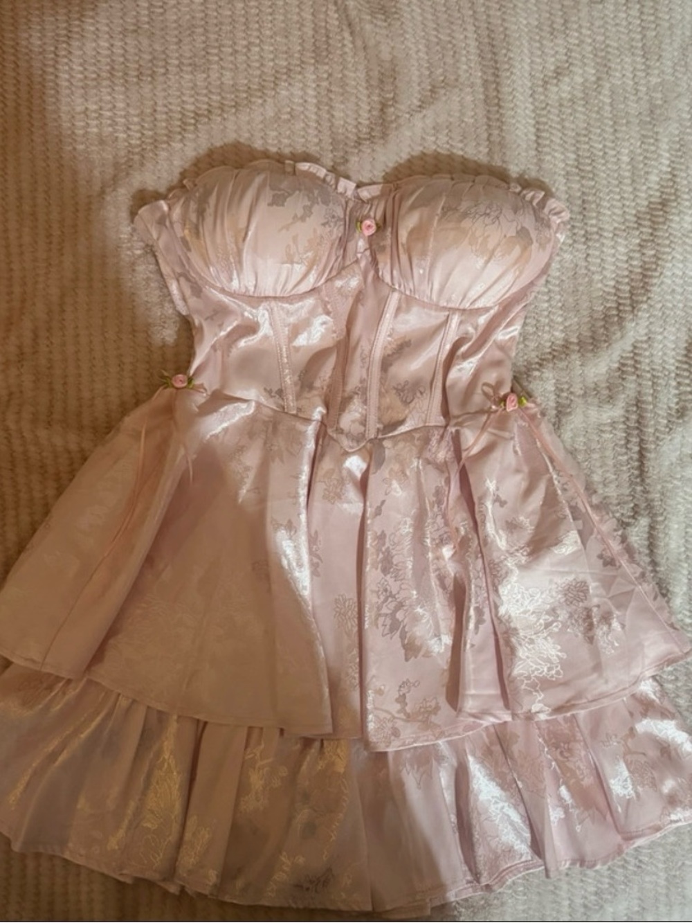 Avaliable Windsor dress altered with roses and bow